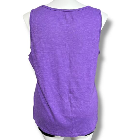 Faded Glory Womens Tank Top Sleeveless Keyhole Scoop Neck Purple Floral Print 2X - Picture 4 of 8